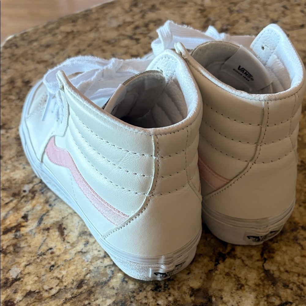 Vans Old Skool Sk8-hi White With Pink Stripe - Picture 4 of 5